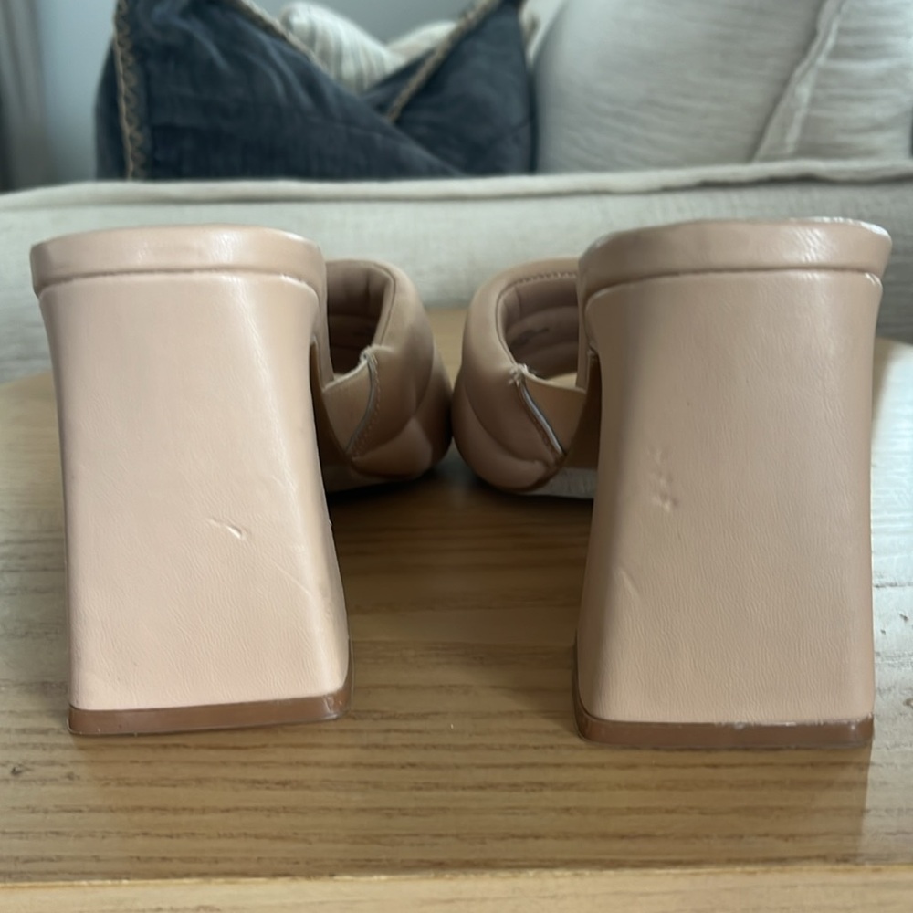 Nwot Open Edit Chunky Heel Plush Slides - image 4